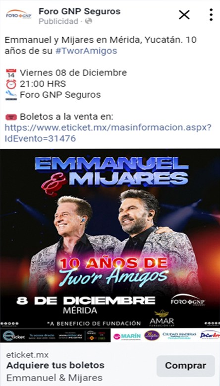 Anuncio: Emmanuel y Mijares en Mérida