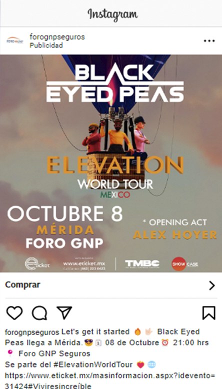 Anuncio: Black Eyed Peas Elevation World Tour