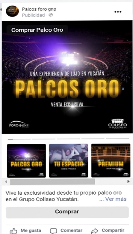 Anuncio: Palcos Oro Coliseo Yucatán